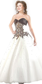 Beaded Shirred Bodice Ball Gown