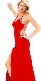 Valentine Gown With Thigh High Slit