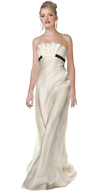 Strapless Satin evening Gown With Ruffled 