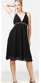 Black Knee Length Empire Classy Dress
