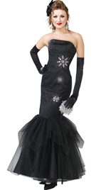 Strapless Satin Beaded black prom Dress 