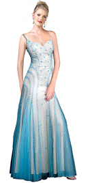 Net Satin Stone Embroidered Prom Dress